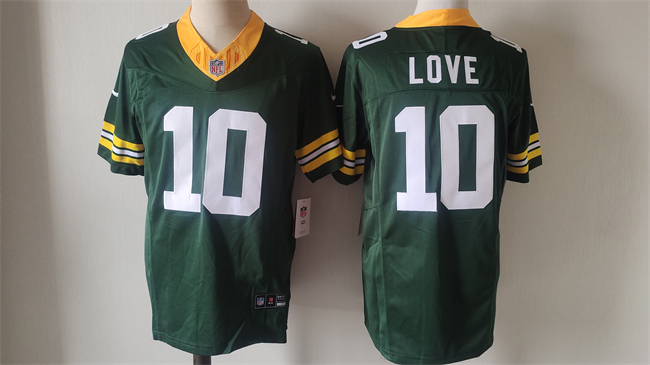 Men's Green Bay Packers #10 Jordan Love Green Vapor 2024 F.U.S.E. Limited Football Stitched Jersey